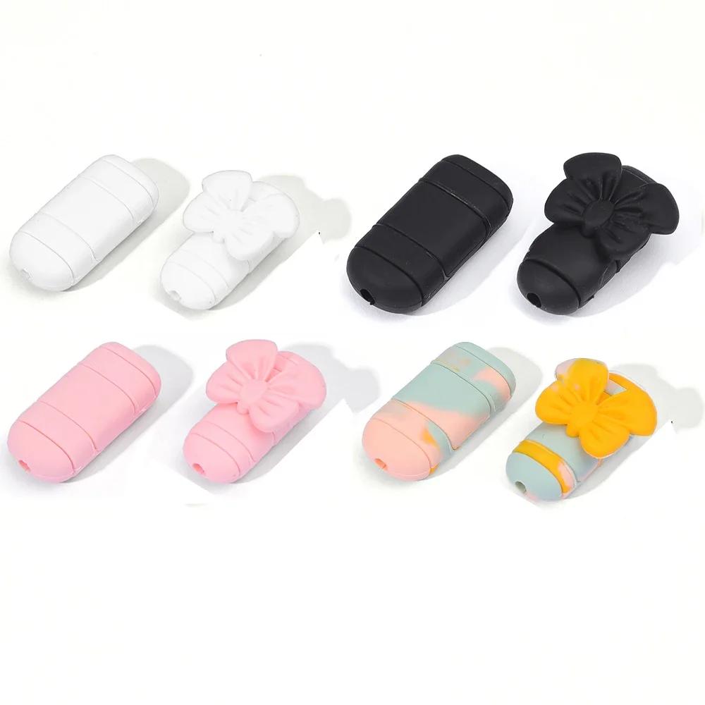 Silicone Bowknot Data Cable Protectors Wire Winder Saver for Micro USB Type C Android Cellphone USB C Charger Cord Cover Wrap