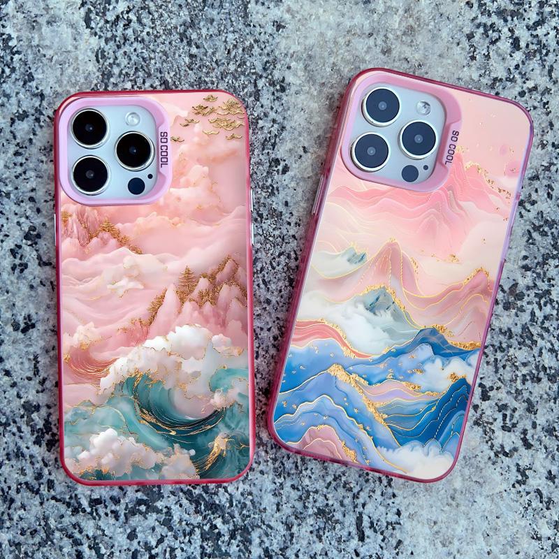 Durchscheinendes Rosa Wolkenmeer Laser Handyhülle Für iPhone 11 12 15 Pro Max 13 Mini 16 14 13 Pro Max Plus Stoßfeste Rückseite Fundas