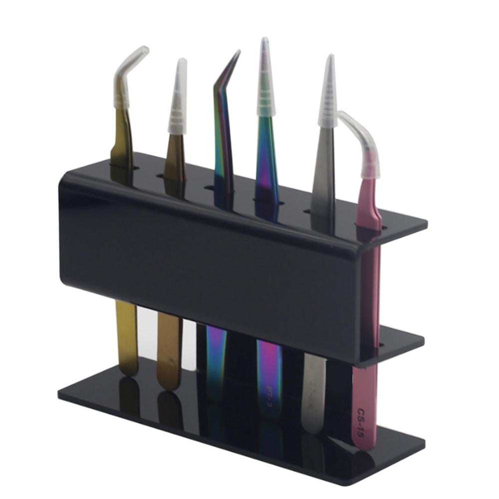 Lashes Extension Tweezer Holder Acrylic Eyelash Extension Tools Storage Organizer Display Stand Tweezers Scraper Shears Holder Rack 6 Holes