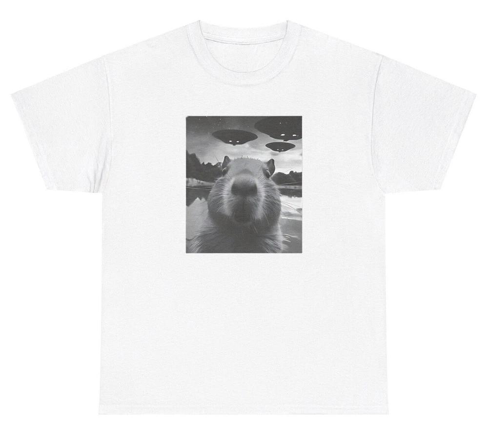 Capybara Ufo Alien Meme T Shirt Weird Cursed Space Meme Ironic Humor Gift Tee S