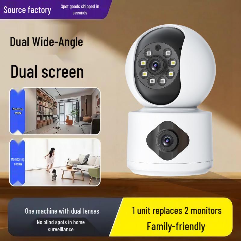 6MP Indoor Smart Camera with Dual Lens & Screen for 24-Hour Monitoring and Alarm System