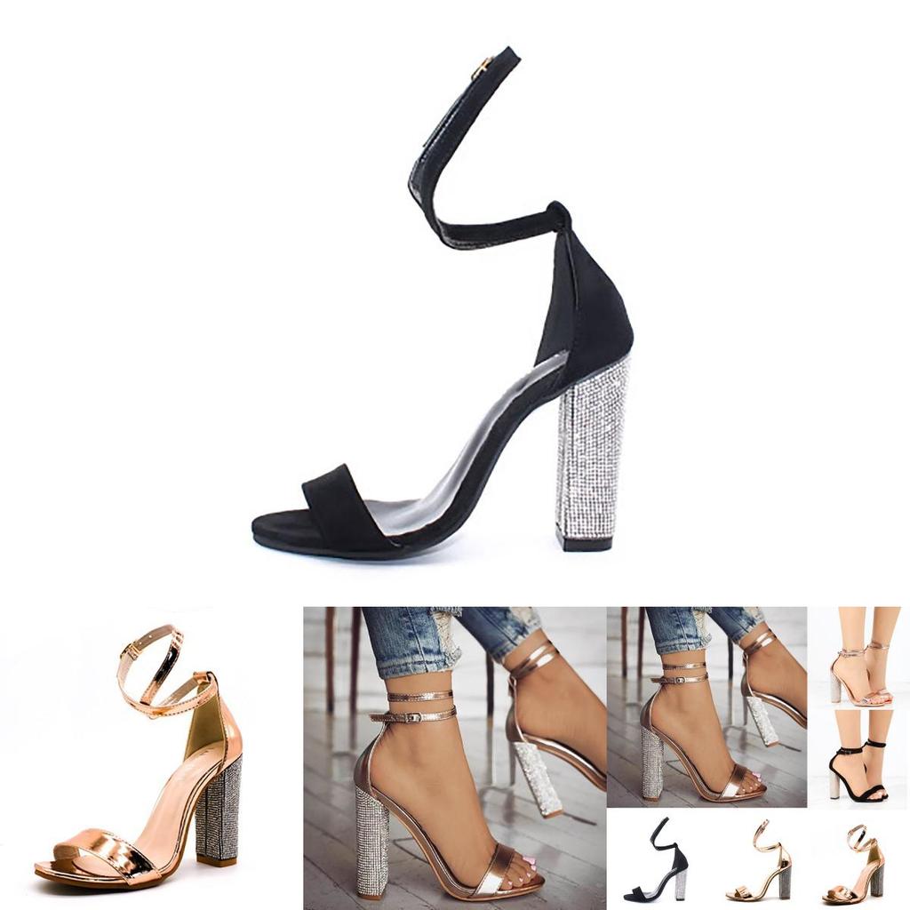 Atemberaubende Damen Sandaletten mit Strassriemchen und Ultra High Heels
