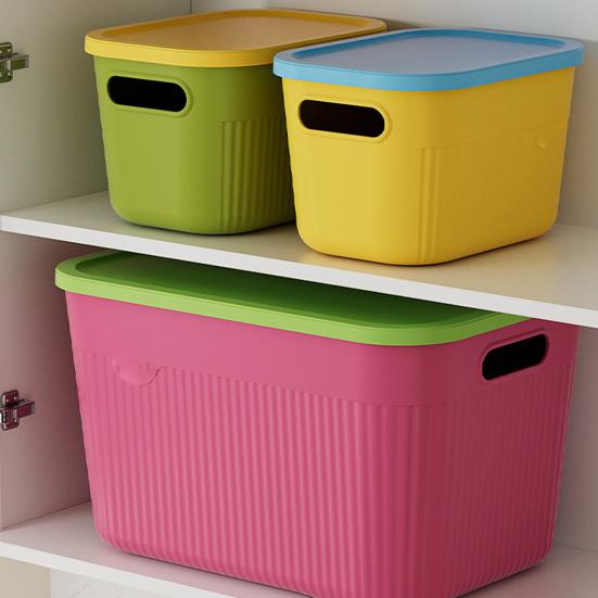 Úložný box s uchem a víkem Organizér Prostorově úsporný Stohovatelná nádoba do kuchyně ložnice koleje