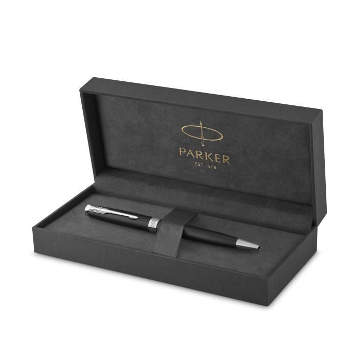Stylo bille - PARKER - Sonnet - Noir mat - Attributs palladium - Recharge noire pointe moyenne