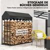 Outdoor Log Storage Rack, Cover, 600D Oxford, 1.9 m³, Steel, 186 x 70 x 185 cm, Black
