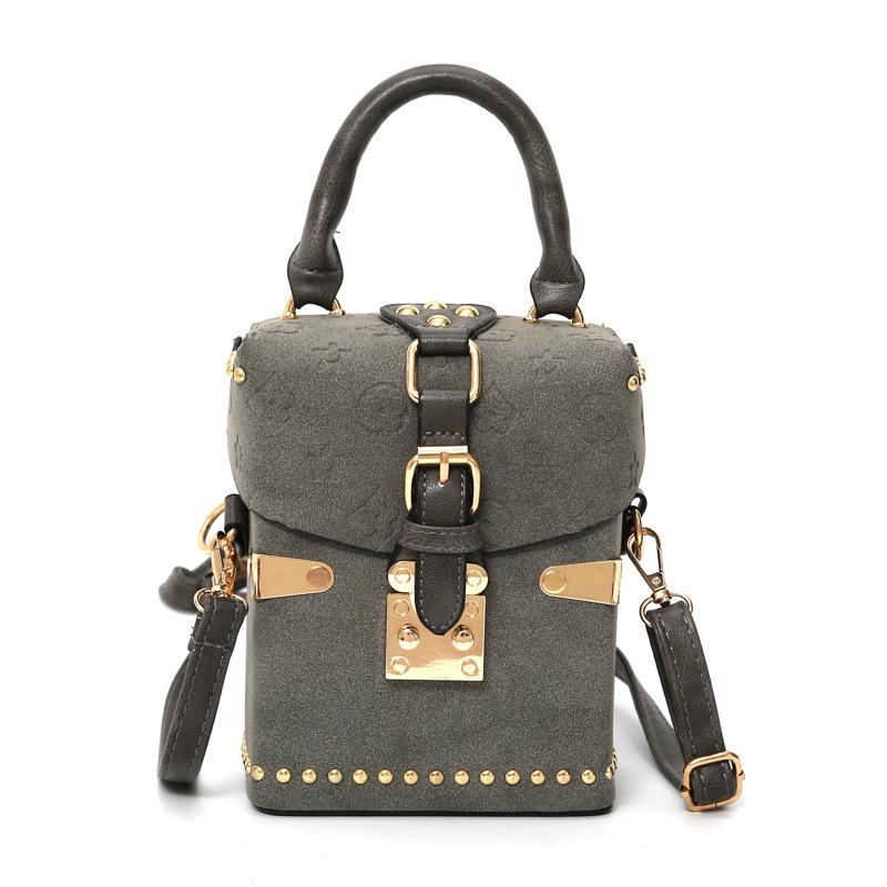 

Sense 2024 — новая женская сумка, поясная пряжка, сумка-коробка с заклепками, маленькая квадратная сумка, модная ретро-портативная сумка-мессенджер. серый