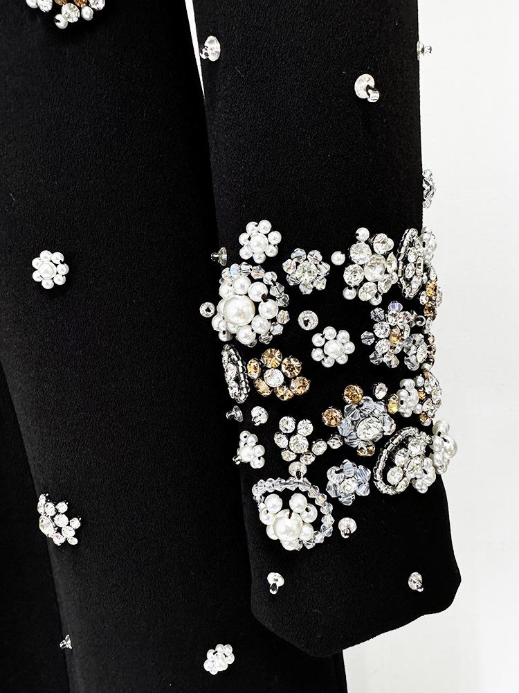 High-End Beaded Rhinestone Fitted Evening Gown