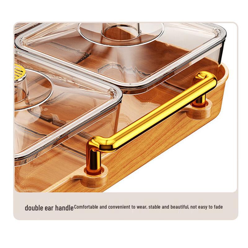 Pabei Square Plastic 4-Compartment Snack Box with Lid