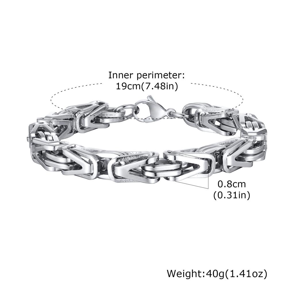 Chunky Byzantine Chain Bracelets for Men Boys,V-shape Stainless Steel Chain Link Wristband,Vintage Rock Punk Zircon