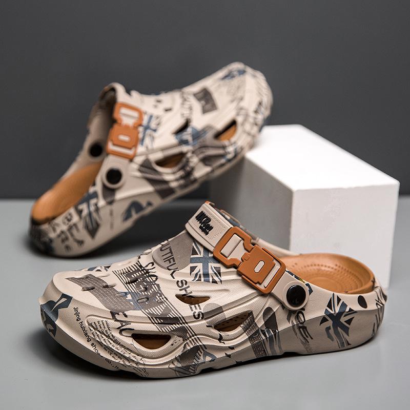 Men s Summer Non-Slip Closed-Toe Sandals for Driving and Outdoor Activities 45/46 хаки