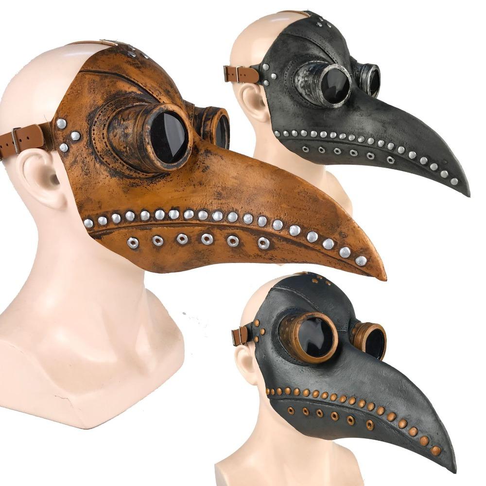 Steampunk Pestdoktor Latexmaske mit großem Vogelschnabel Ganzgesicht Halloween Cosplay Requisite für Party & Maskenball