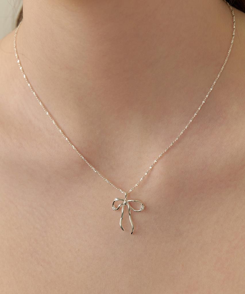 Tatiana (Silver 925) Glint Big Ribbon Necklace Nz2182