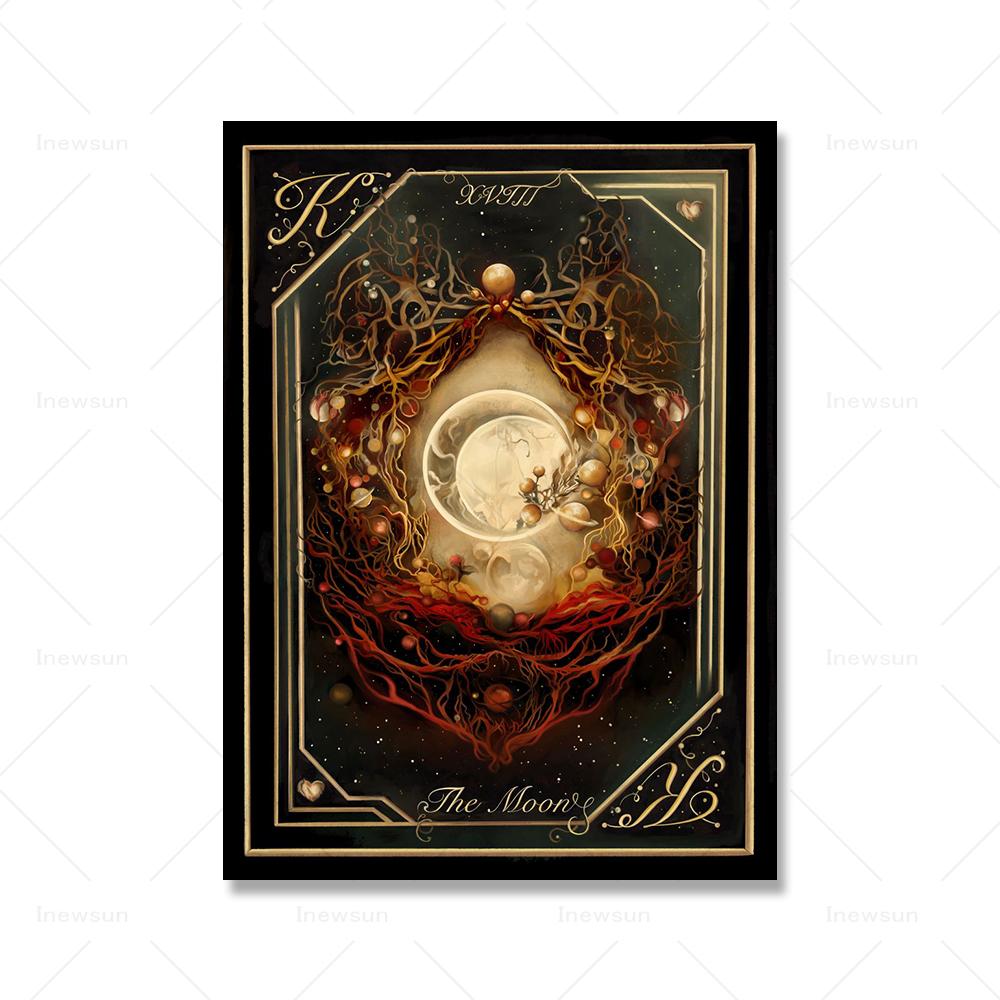 Slunce Měsíc Hvězda Srdce Tarotové karty Obrazy na plátně Obrazy na zeď Umělecké obrazy Vintage Magic Tarot Card Print Painting Kitchen Decor