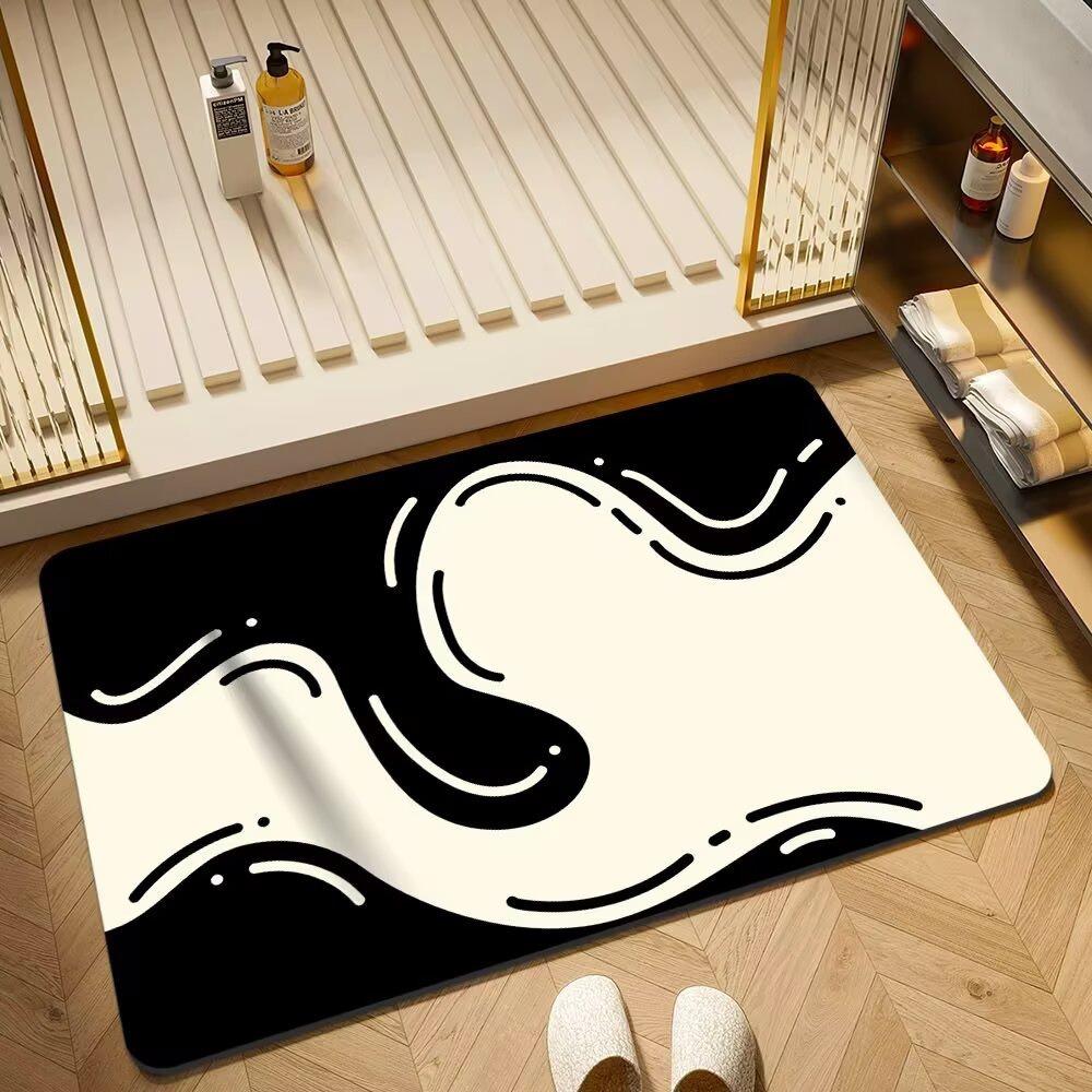 Europe Style Simple Black White Carpet Living Room Sofa Bedroom Study Kitchen Entrance Door Rug Non-Slip Light Luxury Decor Mat
