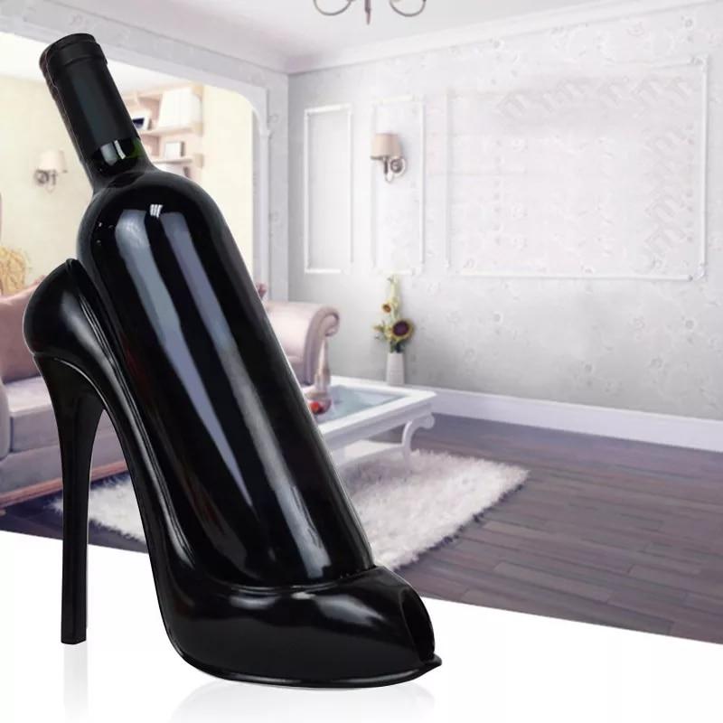 Ny högklackad sko vinflaskhållare Snygg vinhylla Presentkorg Tillbehör för hem Röd sko vinhylla Creative Bottle Hol