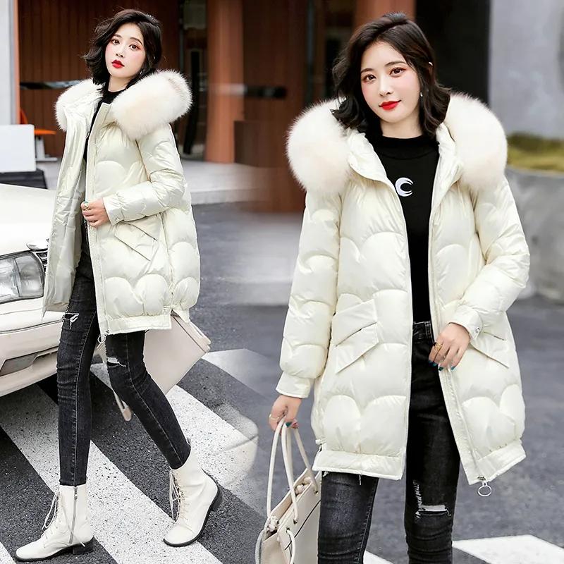 Women Winter Jacket Parkas Fashion Fur Collar Hooded Thick Warm Parkas Casual Female Long Snow Wear Coat Outwear