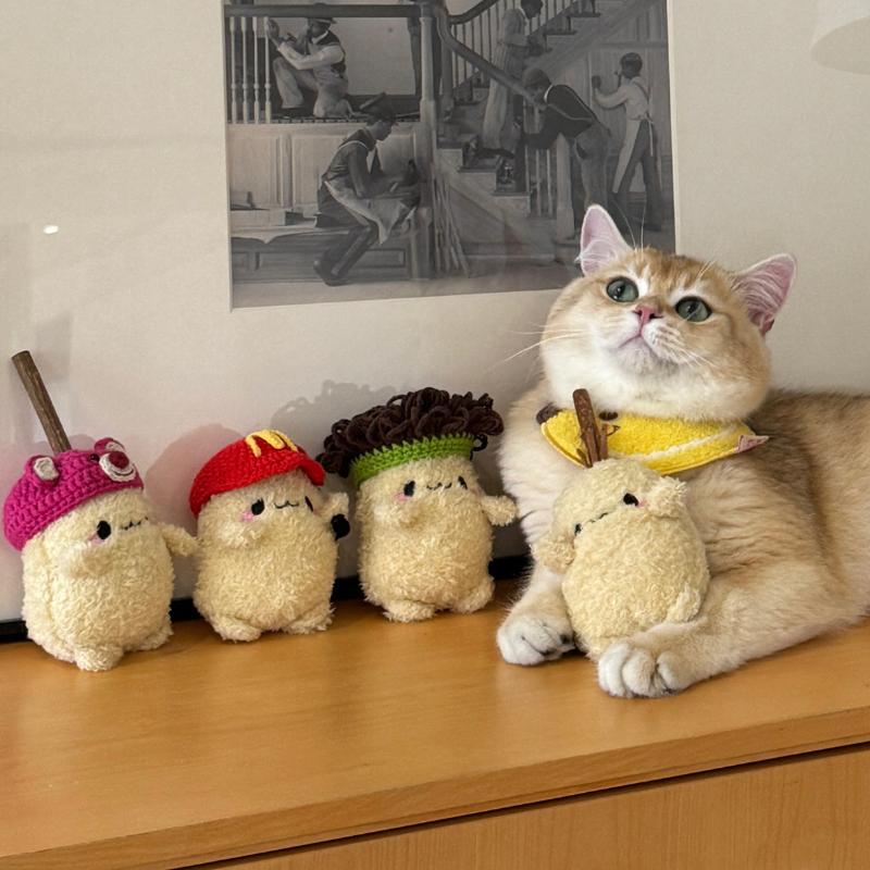 Soft Cats Plush Stuffed Toy Smiling Critters Excitement Interactive Novelty Small Real Doll Interesting Cat Accessories Supplies