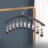 1 Stainless Steel Clothes Rack with 10 Clips for Drying Bottoms, Socks, Scarves and Belts for Home Organization for Bathroom, Bedroom, Wardrobe