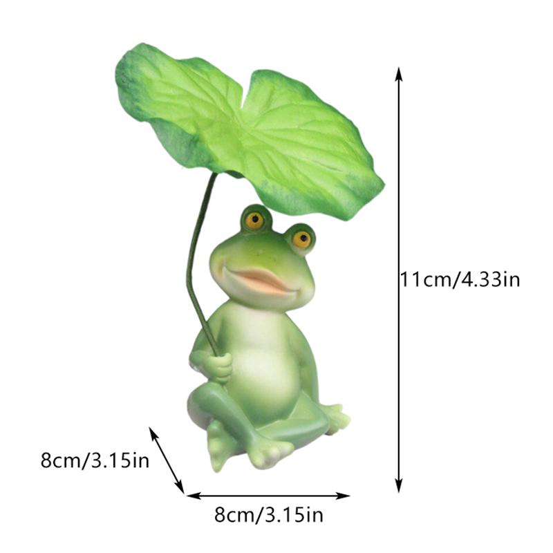 Resin Frog Figurines Decor - Cute Umbrella Frog Statue For Outdoor/Indoor Garden, Funny Animal Sculpture Gift For Frog Enthusias