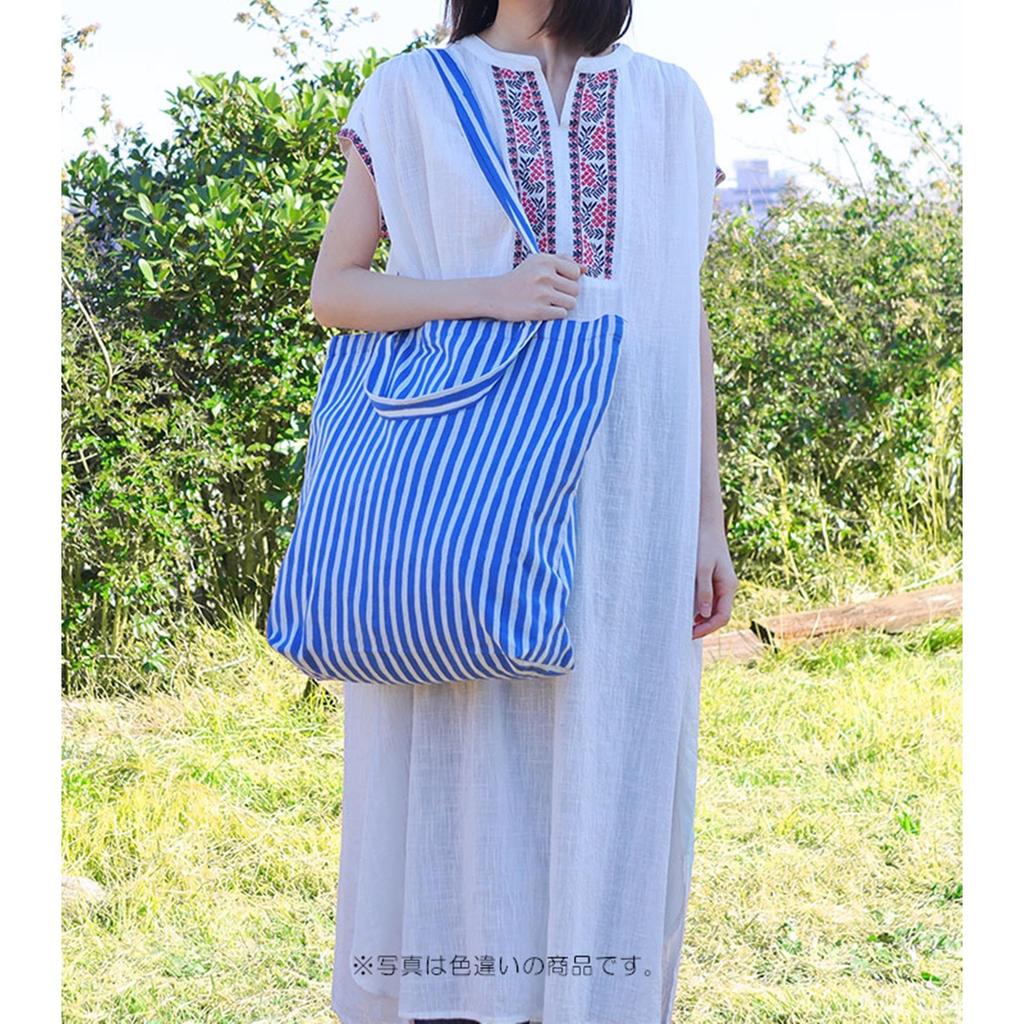 Tomo Corporation 2-Handle Tote Bag, Striped Block Print, Pink, 2-Way, Large, 46x40cm, 11725-750-514