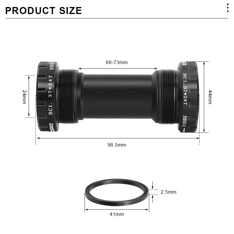 BB68-73mm Bicycle Bottom Bracket Adapter Crank 1.37/24mm For Road Bike Hollowtech Central Axis Aluminum Alloy MTB Accessories