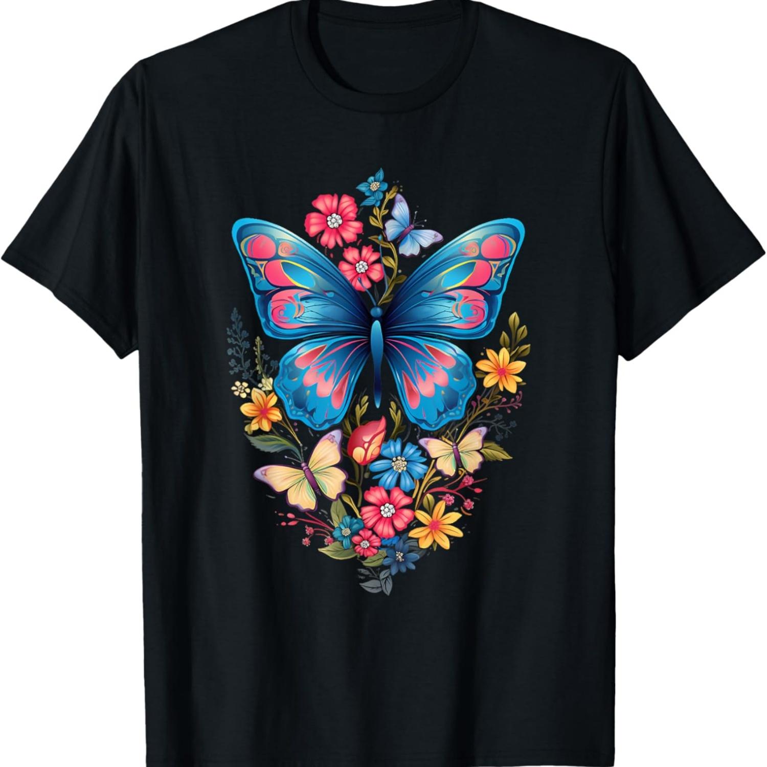 

Butterfly With Flowers I Aesthetic Butterfly T-Shirt XXXXXL чёрный