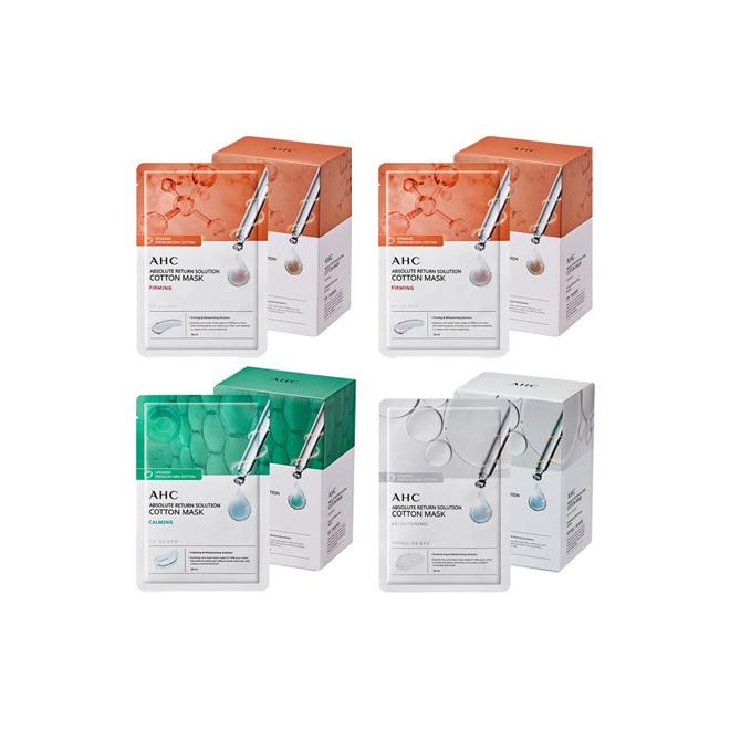 AHC Pure Cotton Mask Pack 100 Sheet Set (Firming 50+Calming 25+Brightening 25) Firming 50+Calming 25+Brightening 25