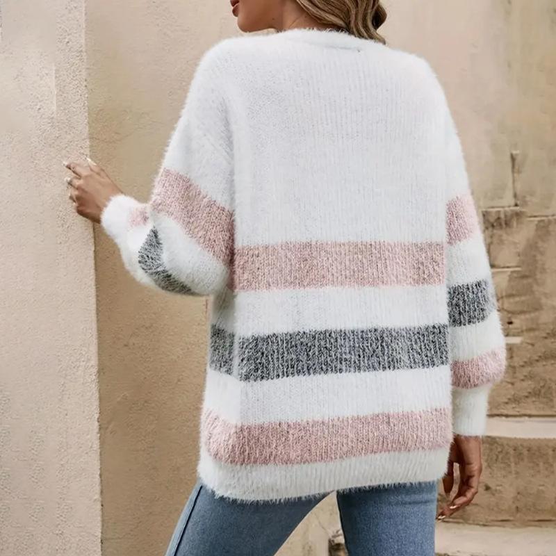 Autumn new European and American knitted cardigan women's lazy sweater jacket long-sleeved imitation mink women's clothing