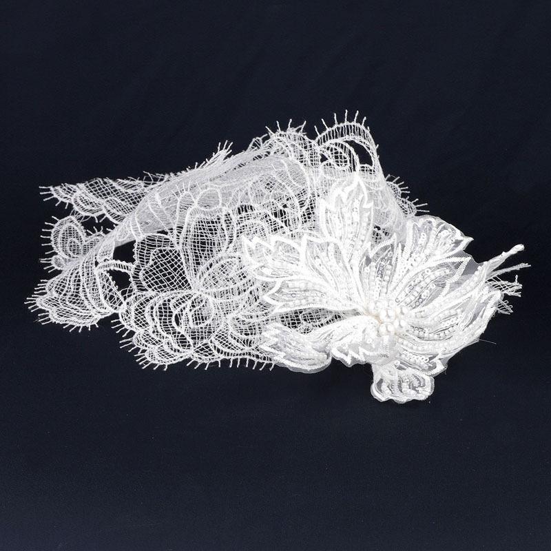 Diadema da sposa fatto a mano in pizzo floreale stile cinese vintage con velo per fotografia di matrimonio di ispirazione francese
