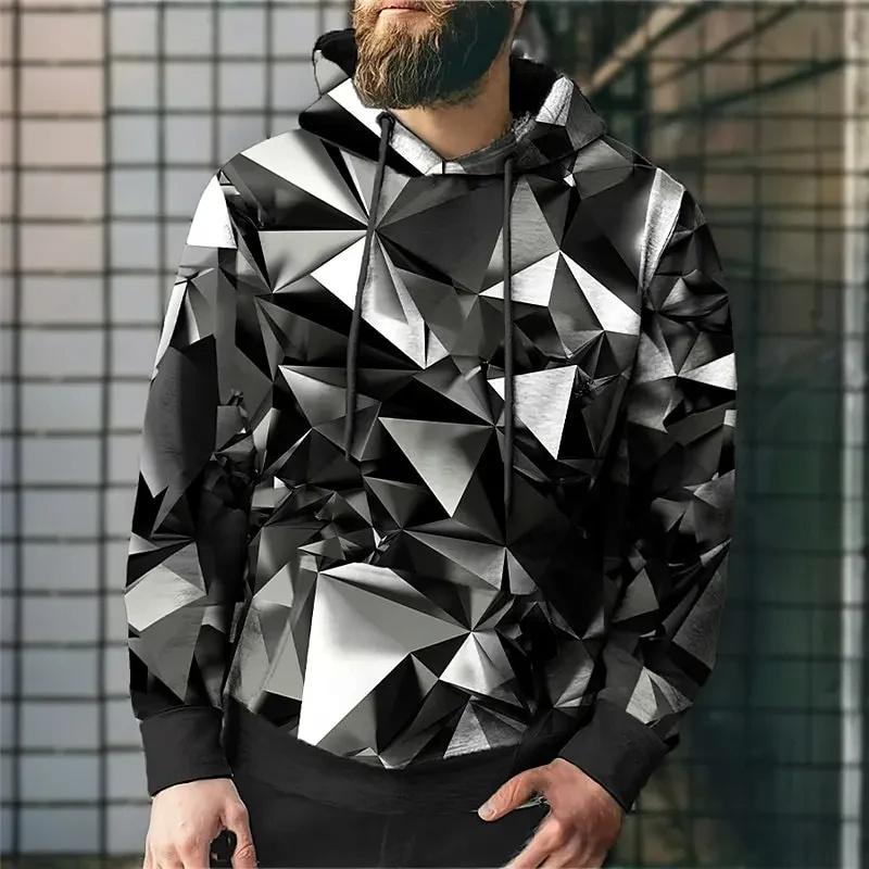 Simulationsnähte Karomuster 3D-gedruckte Kapuzensweatshirts für Herren Colorblock-Pullover Street Unisex-Oberteile Unisex-Hoodies