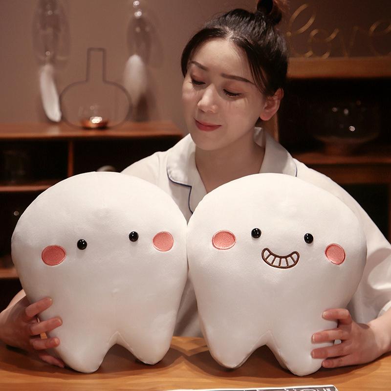 Cute Short Plush Cartoon Tooth Pillow For Kids, Soft And Comfortable On The Sofa