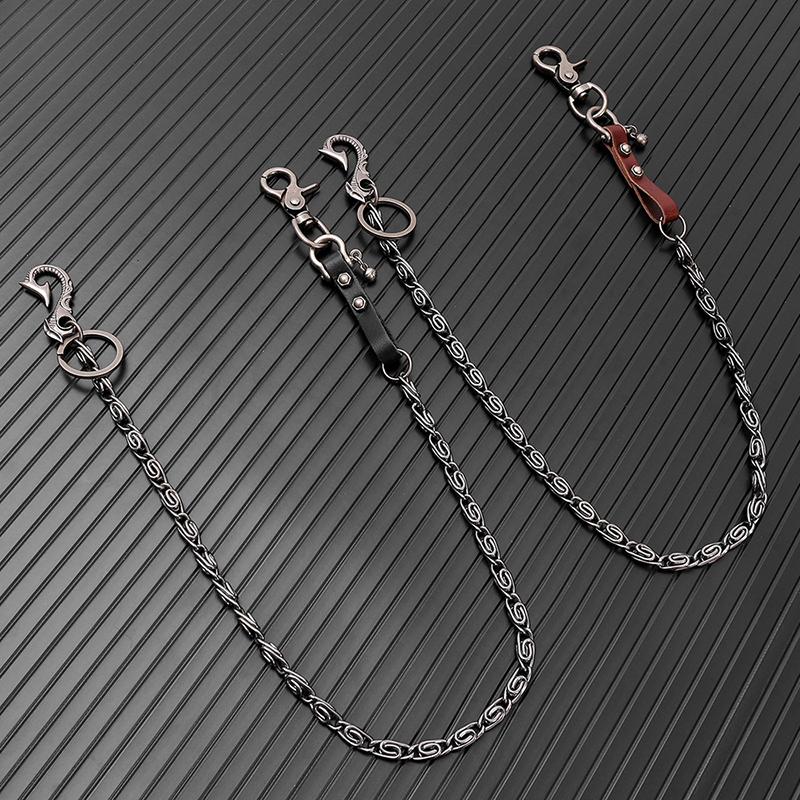 Punk Hip Hop Metal Waist Chain Leather Keychain - Unisex Edgy Belt For Rave Festival Streetwear