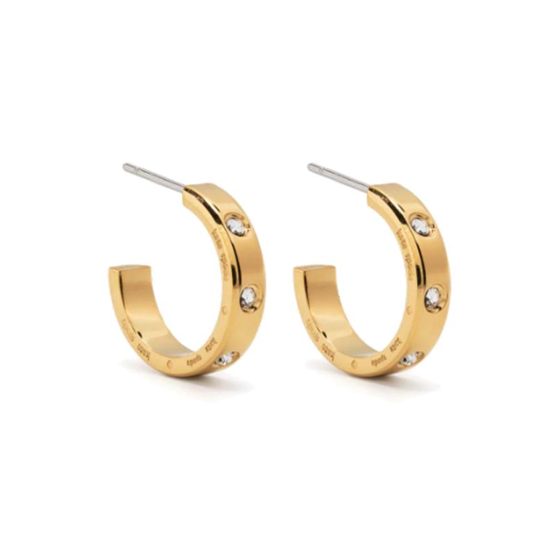 Kate Spade Engraved Logo Metal Glass Earrings Women s Gold KE025 золотой