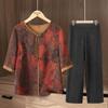 Lady Datang Chinese Style Loose V-Neck Seven-Sleeve Top Set