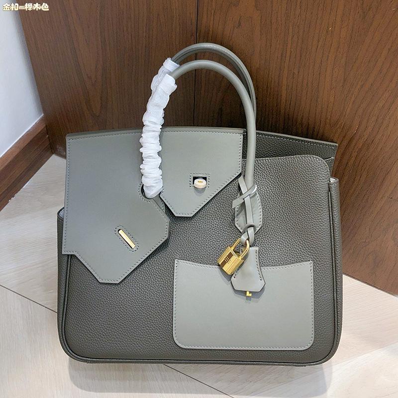 2025 Neuer Stil Reißverschluss Ledertasche 30cm Doppelseitig Unregelmäßig Echtes Leder Damenhandtasche High-End Handgefühl Henkeltasche