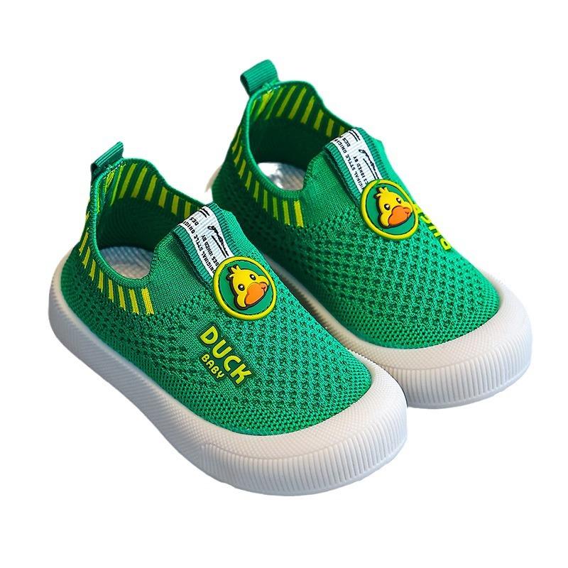 Spring and Autumn Children's Breathable Mesh Shoes, Non-Slip Fly-Knit Shoes, Soft-Soled Baby Shoes, Slip-On Casual Shoes