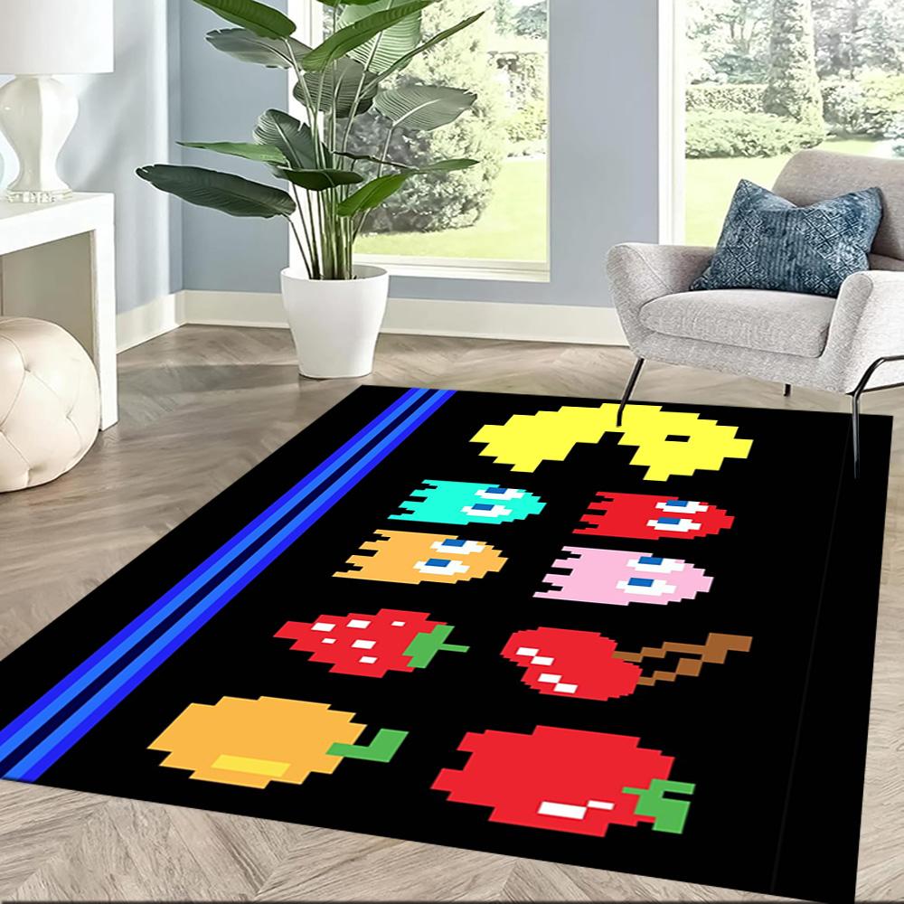 Pac-man Adventure Square rugs are a great choice for living rooms, bedrooms, home décor, and as gifts.