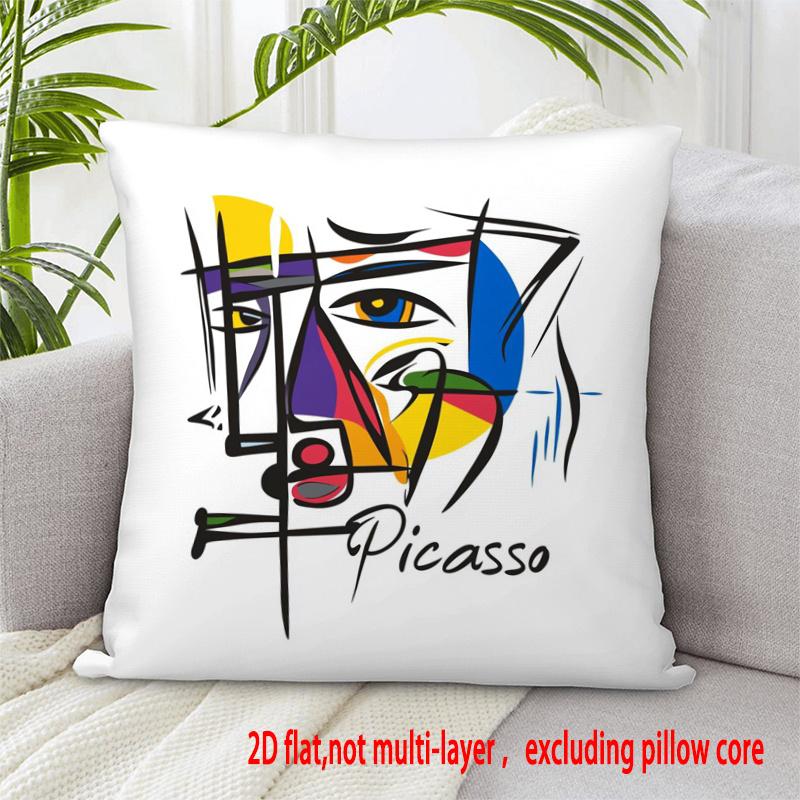 Наволочка Vikama Picasso Кубистический Портрет - Абстрактный Дизайн, Вдохновленный Пикассо, Идеально Для Гостиной Peach skin 18*18(CM)-1Pcs