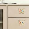 Butterfly Shaped Cabinet Knobs Unique Chinese Painting Pattern Easy Install Furniture Handles for Wardrobe Drawer
