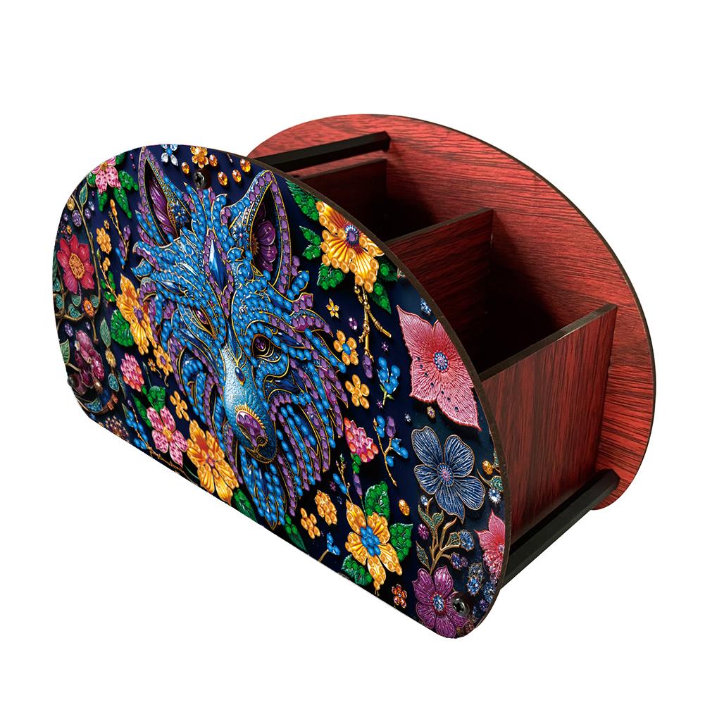 DIY Wooden Diamond Painting Storage Cosmetic Tool Holder Animal Pattern Diamond Painting Art Kit Organizer Box Desk Accessories