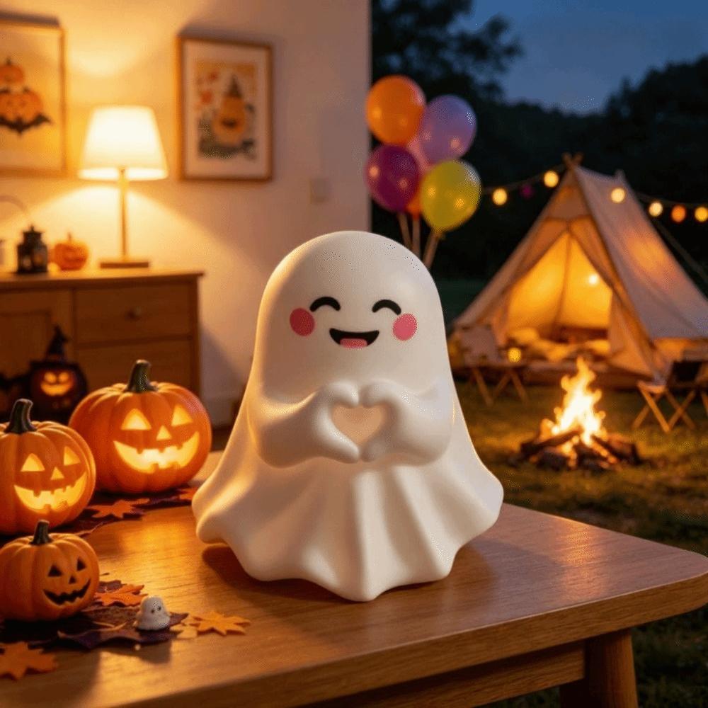 Smiling Faces Ghost Figurines Flocked Texture Ghost Pen Holder Mini Ornament  Desktop Decoration
