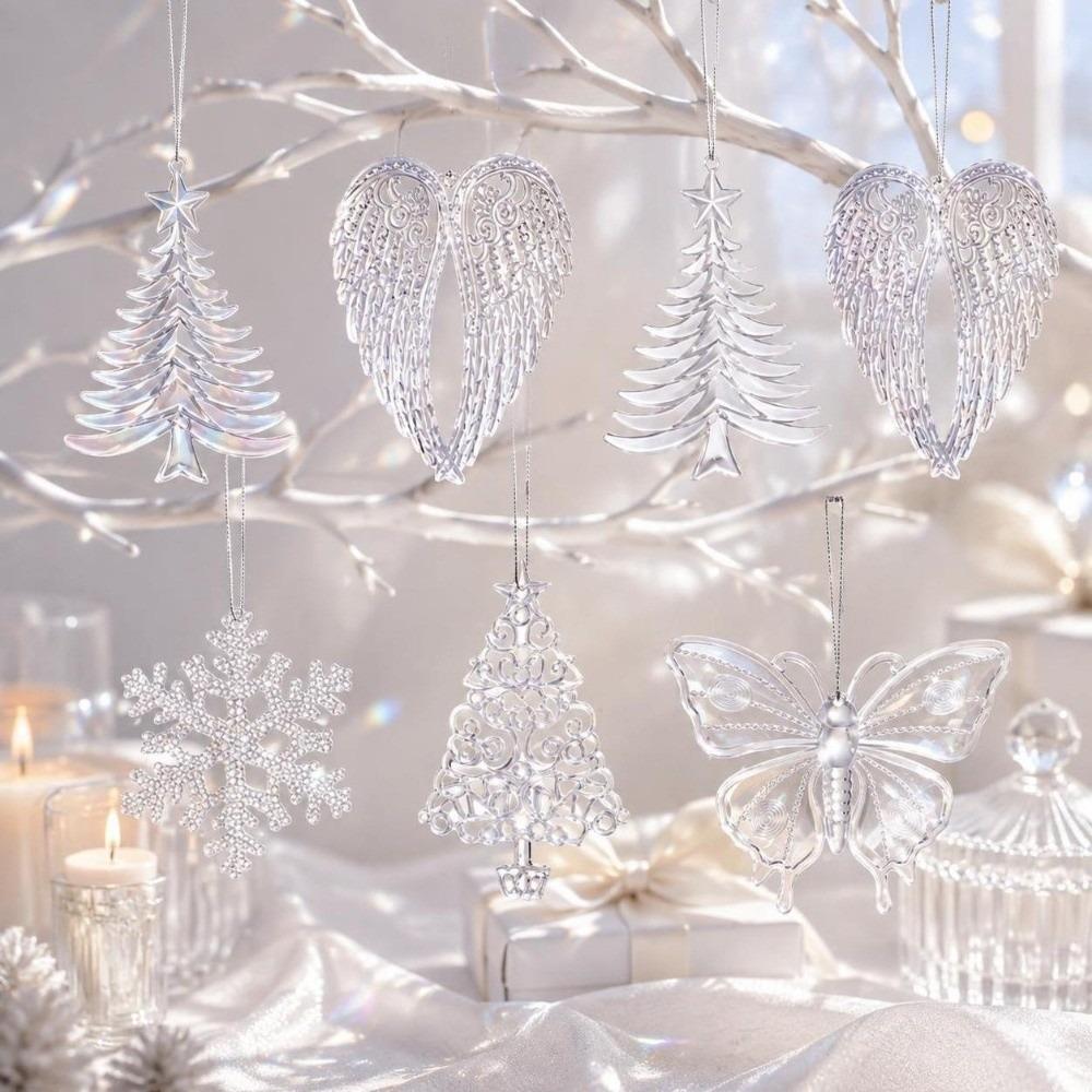 Snowflake Xmas Tree Hanging Ornament Clear Acrylic Christmas Decor Indoor Room