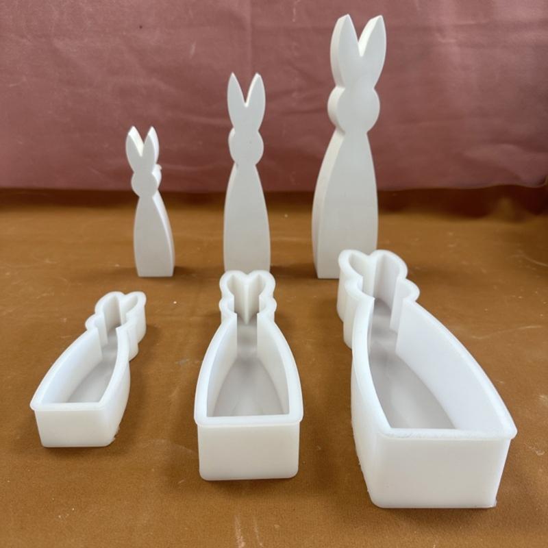Easter Rabbit Resin Mold 3D Bunnies Resin Mold for DIY Easter Decoration Easter Gift Gypsum Ornament Epoxy Resin Casting