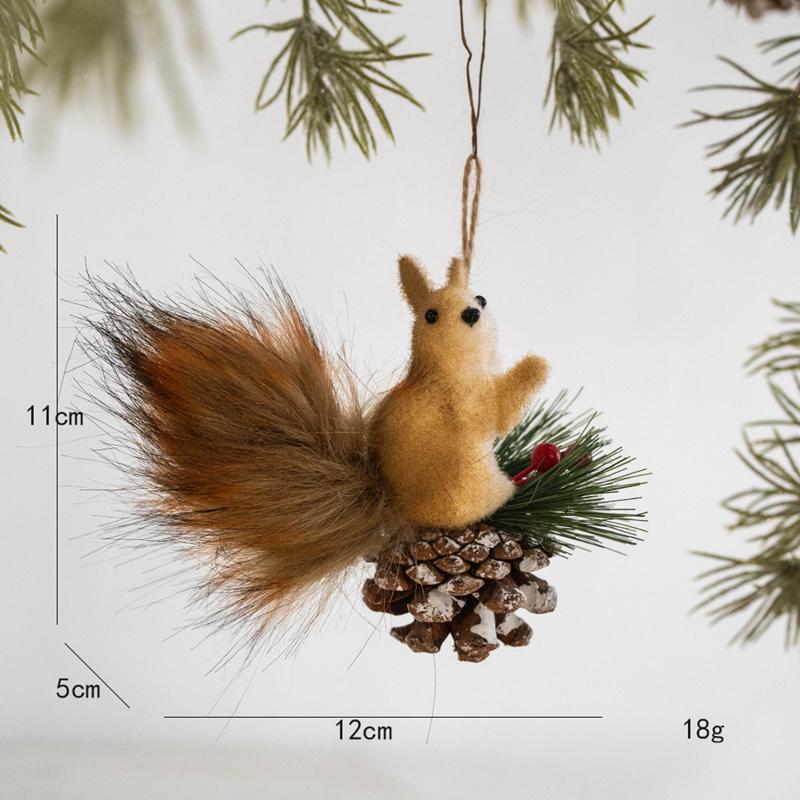 Cute Realistic Squirrel Christmas Tree Hanging Ornaments Pendant Christmas Home Wall Decoration New Year Holiday Party Kids Gift