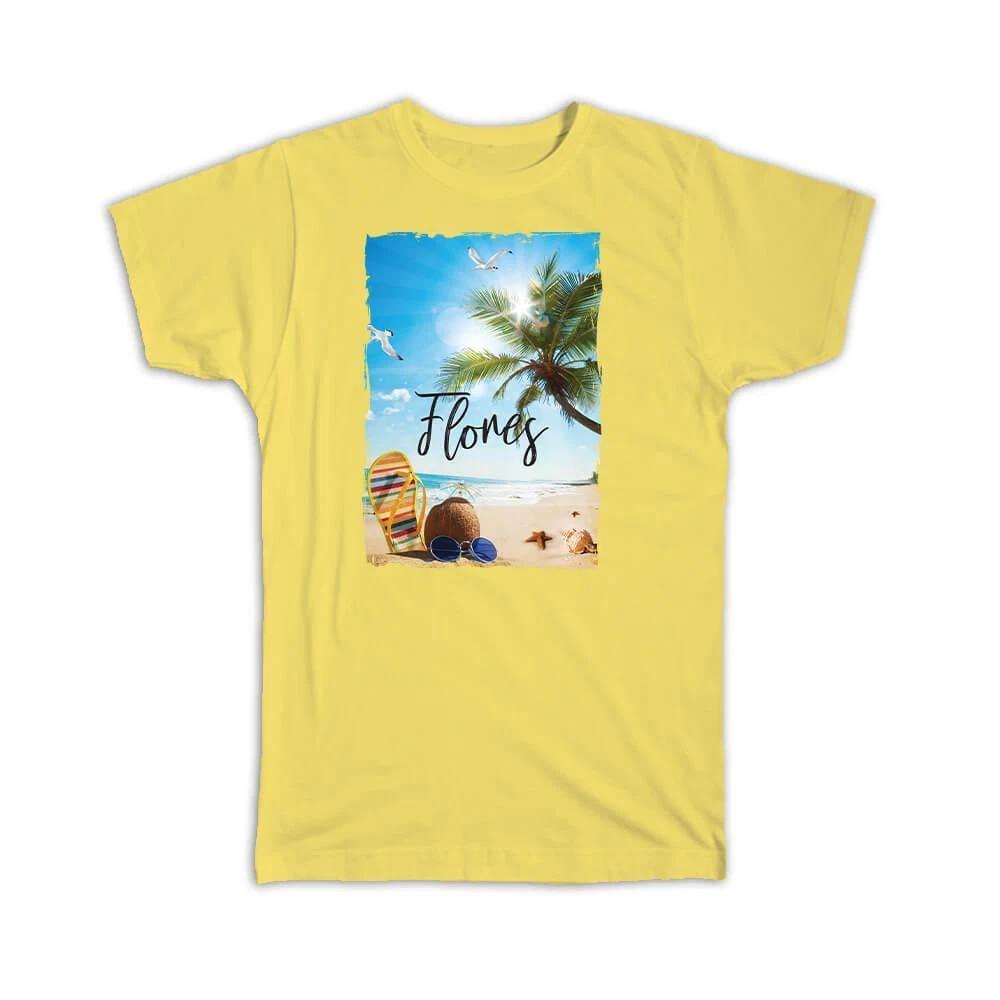 Gift T-Shirt : Island of Flores Indonesia Coconut Sunglasses Flip Flops S