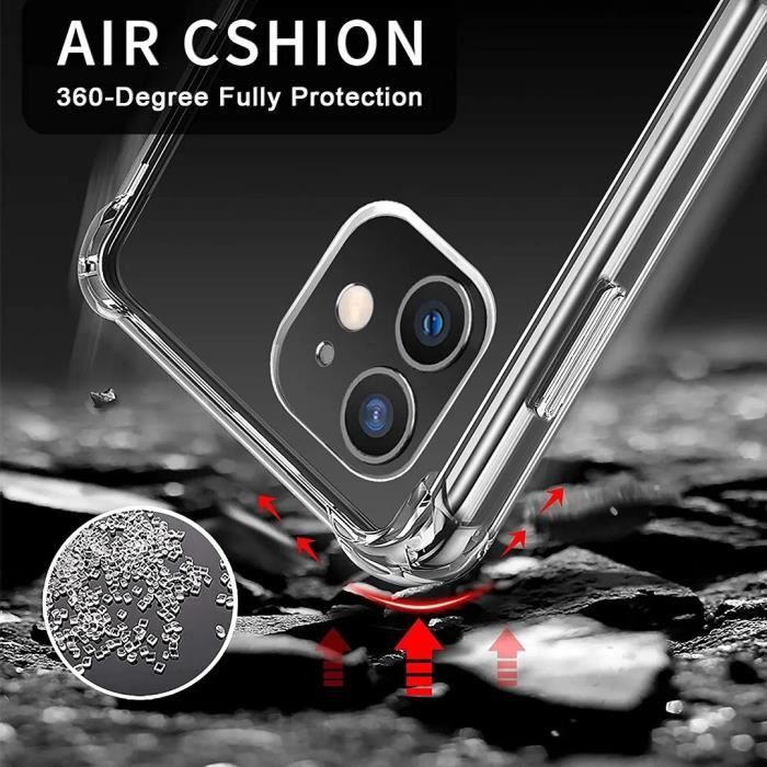 Coque de protection - Diweistore - iPhone 12 - TPU souple - Verre trempé - 2 Pack protection écran et caméra
