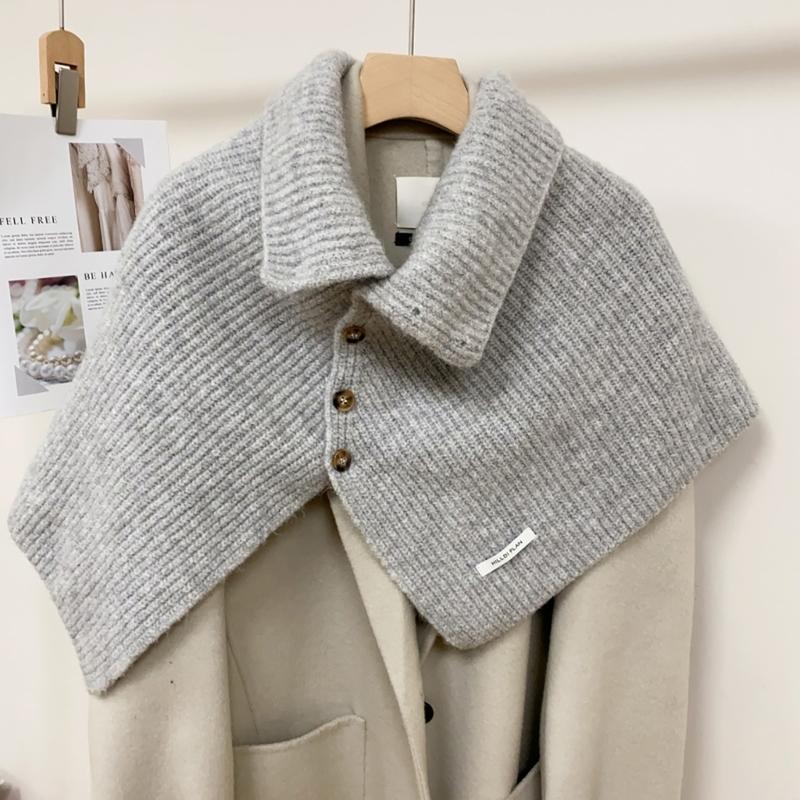 Winter Pullover Split Shawl Sweater for Women Knit Solid Color Turtleneck Scarf Casual Wear Cape Windproof Shoulder Wrap