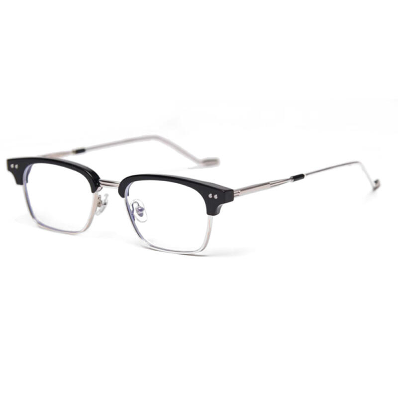 NeoRetro 52010 Half-Frame Horn-Rimmed Glasses, Silver SILVER
