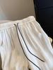 Women's Summer Satin Wide-Leg Ink Wash Pants – Casual, Floor-Length, Lazy Style