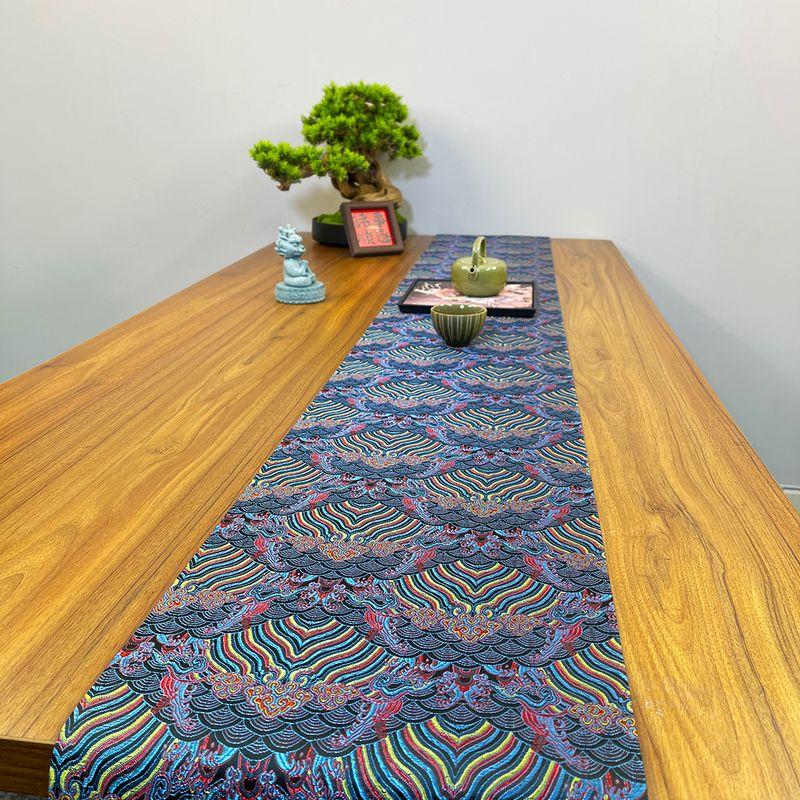 

New Chinese Style Tea Table Brocade Tablecloth Table Runner Chinese Style Zen Tea Plancemat Cloud Brocade Double-Sided Fabric Tea Table Mat Purple Qi from the East to Long Tea Seats 20*80cm